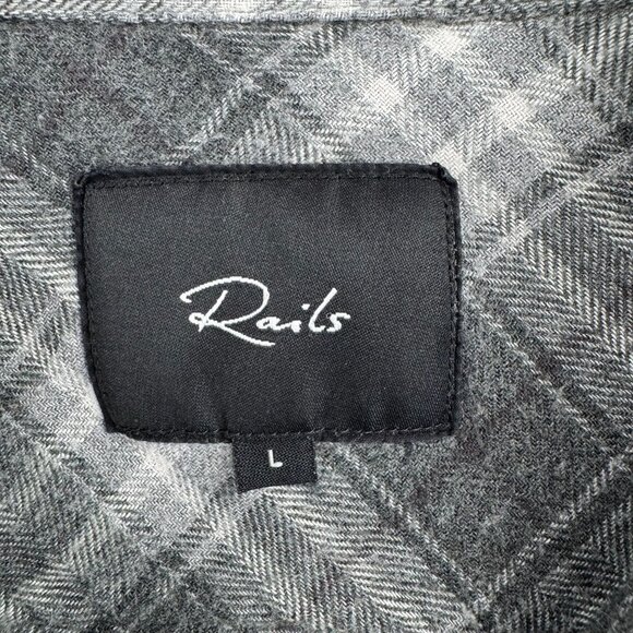 Rails Soft Brushed Lennox Plaid Flannel Shirt‎ Men's Size Large Charcoal Heather - Picture 7 of 15